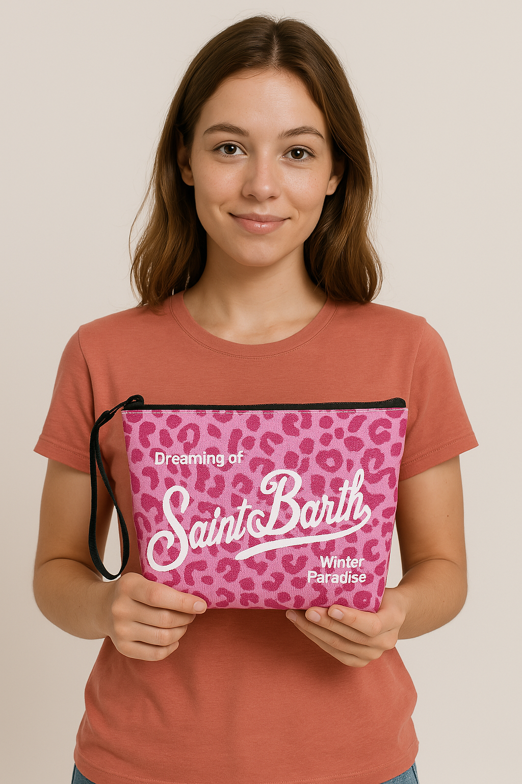 Pochette SAINT BARTH Leopardata – Rosso Rosa - Ibiza Shop