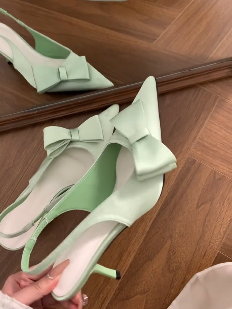 Scarpe estive verde punto con nastro, tacchi alti, adatte a una gonna, sandali, stile francese, gamma di colori ampia