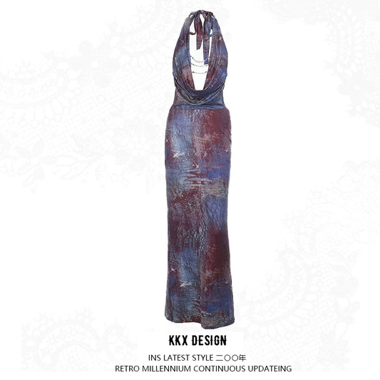 Abito da donna, tubino sexy, stile americano, fiorato, accento ai fianchi, aderente, senza schiena