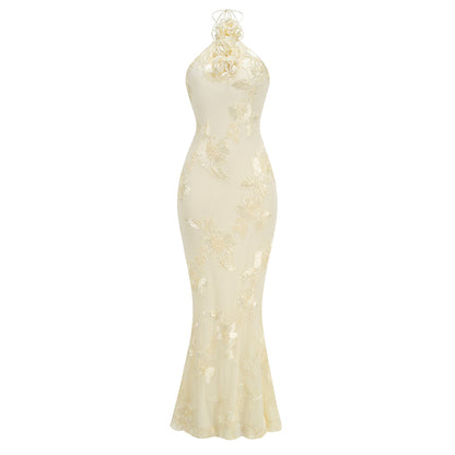 Vestito donna elegante in poliestere con spalline aloe e scollo a vuoto, ideale per ogni occasione, comodo e traspirante, 8-10 parole descriptive