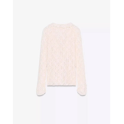 Maglia donna in pizzo con risvolto francese