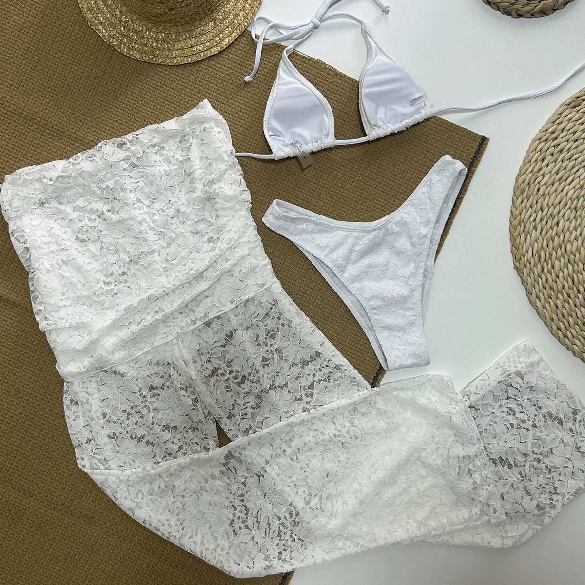 Costume da bagno in bikini intero in bianco per donna - Taglie S-XL