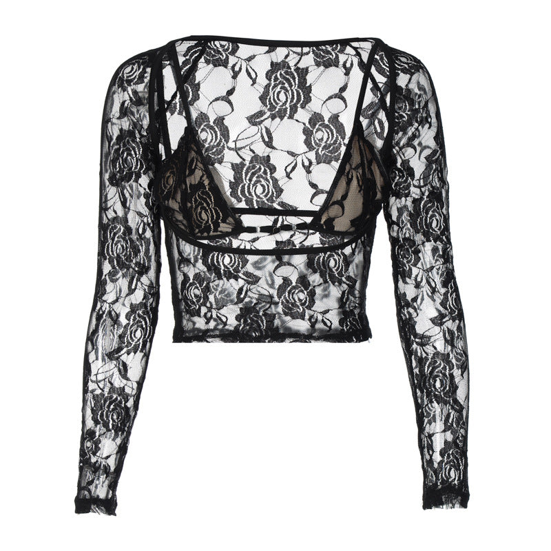 Tops Donne 2024 Primavera Estate Nuovo Stile Elegante Senza Maniche in Pizzo a Vita