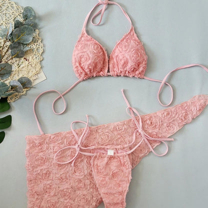 Costume da bagno, set, rosa, fiorato, 3 pezzi