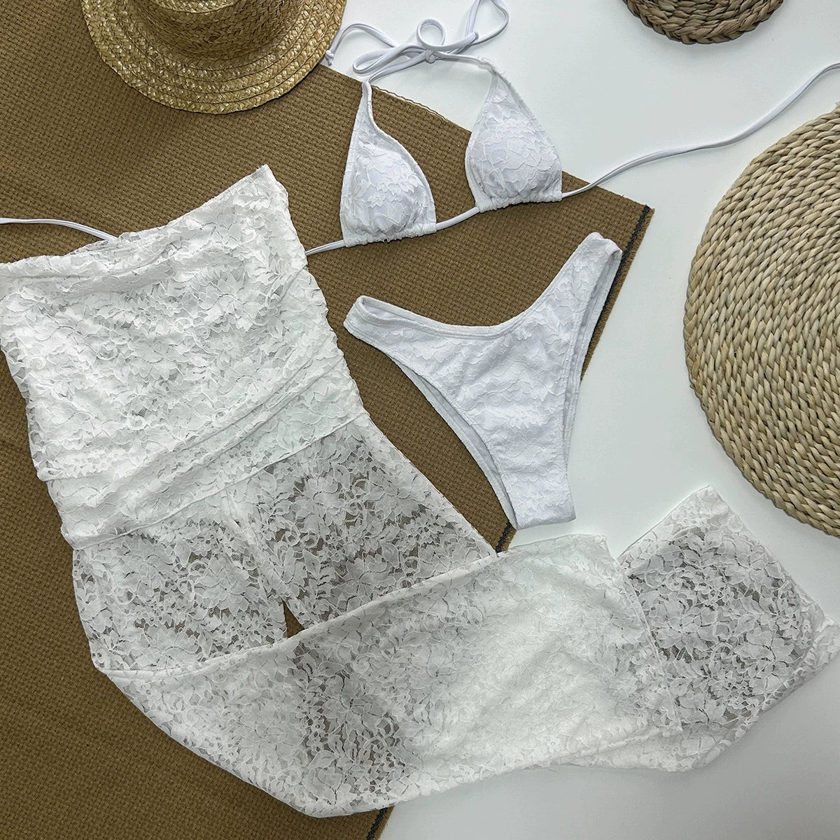Costume da bagno in bikini intero in bianco per donna - Taglie S-XL