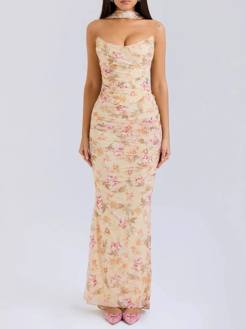 Sexy Backless Tube Top Set, High Waist, Hip Accent, Women's Fashion