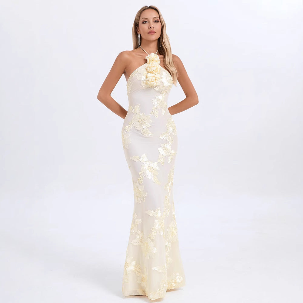 Vestito donna elegante senza maniche e scapolare, autunno 2025, collezione donna