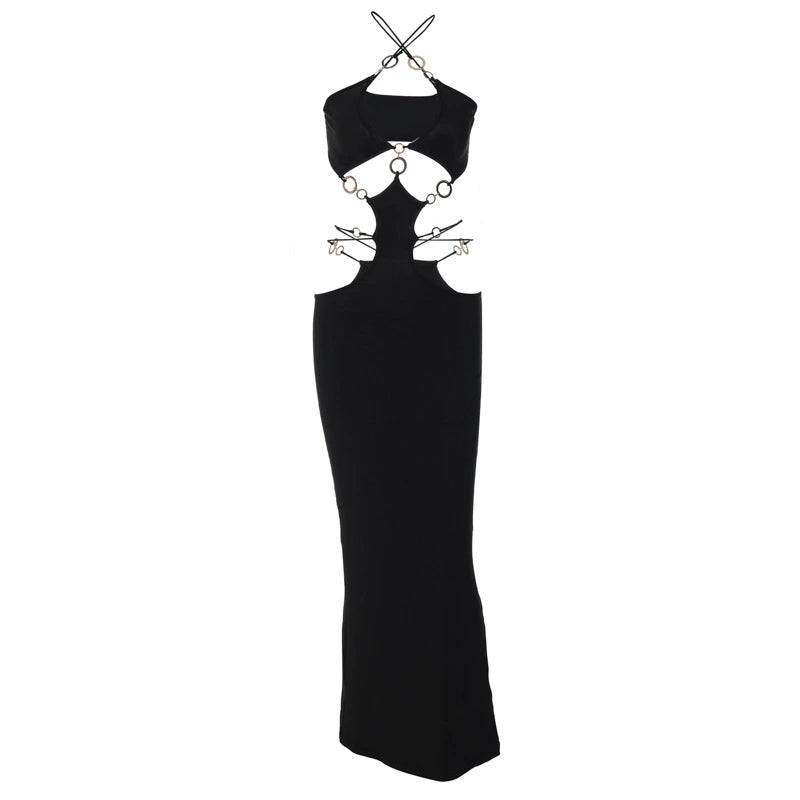 Vestito donna collo a imbuto con fessura e patchwork