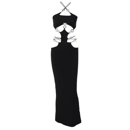 Vestito donna collo a imbuto con fessura e patchwork