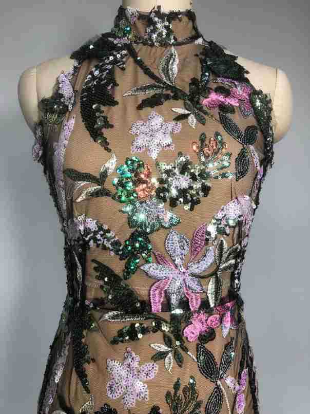 Vestito da donna in pizzo, elegante e trasparente, ideale per occasioni speciali