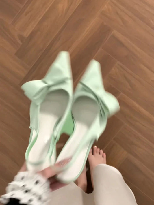Scarpe estive verde punto con nastro, tacchi alti, adatte a una gonna, sandali, stile francese, gamma di colori ampia