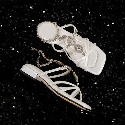 Scarpe estive con tacchi alti, sandali, stile francese retrò, vera pelle