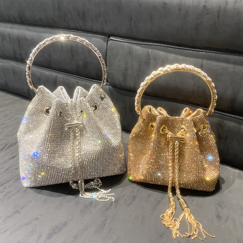 Borsa Donna 2023 Nuovo Modello Manico Rotondo Singola Spalla Catenina Piccola Borsa Decorazioni