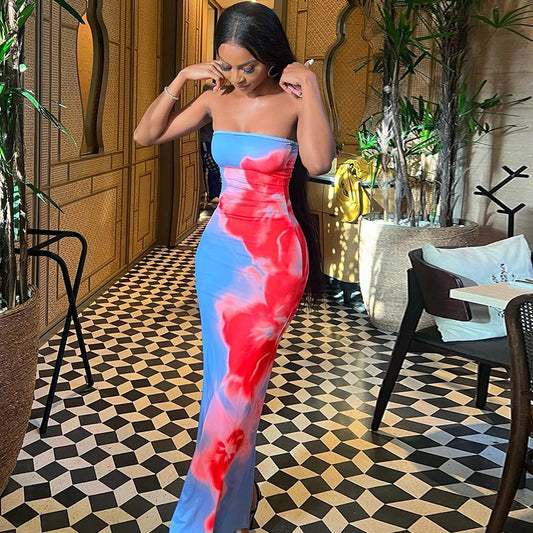 Abito Midi Monospalla con Stampa 3D - Ibiza Shop