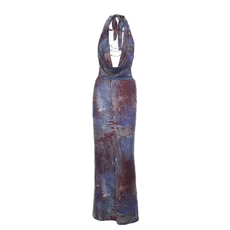 Abito da donna, tubino sexy, stile americano, fiorato, accento ai fianchi, aderente, senza schiena