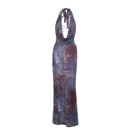 Abito da donna, tubino sexy, stile americano, fiorato, accento ai fianchi, aderente, senza schiena