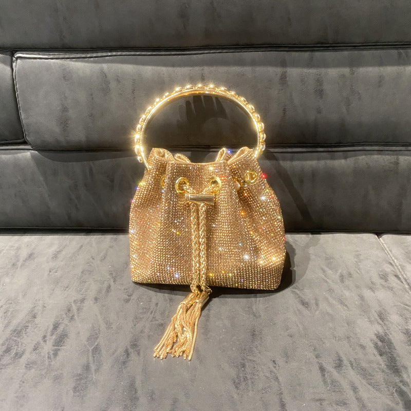 Borsa Donna 2023 Nuovo Modello Manico Rotondo Singola Spalla Catenina Piccola Borsa Decorazioni