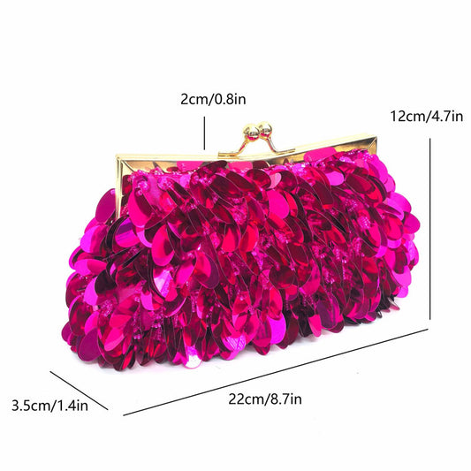Borsa da donna in pelle con perle e pizzi